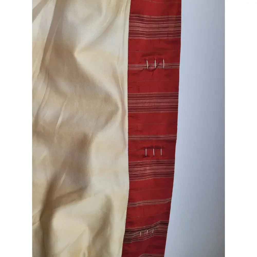 Pottery Barn Striped Red/Beige100% Silk Curtain Panel 50x84 Vintage